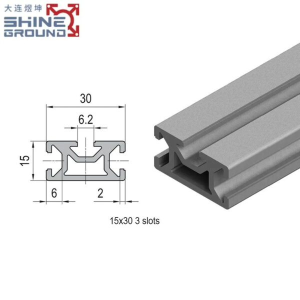 15x30 T-Slot Aluminum Profile With 3 Slots