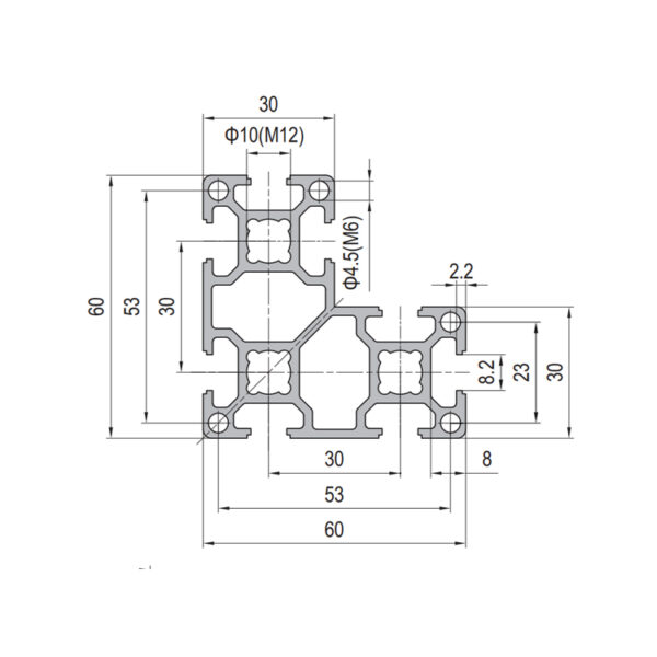 60x60 L-shaped Aluminum Extrusion Profile with 8 T-Slots (4)