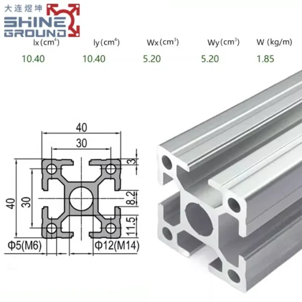 Heavy-Duty 40x40 Aluminum T-Slot Profile with 4 Slots