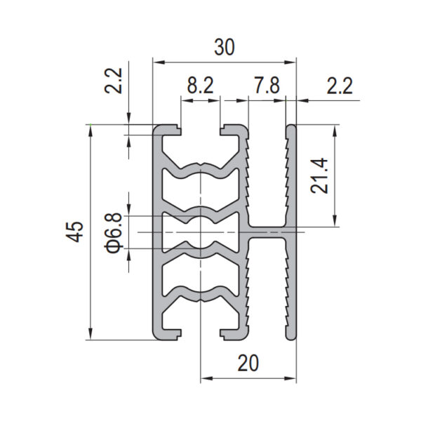 30x45 Dual-Slot Grille Profile