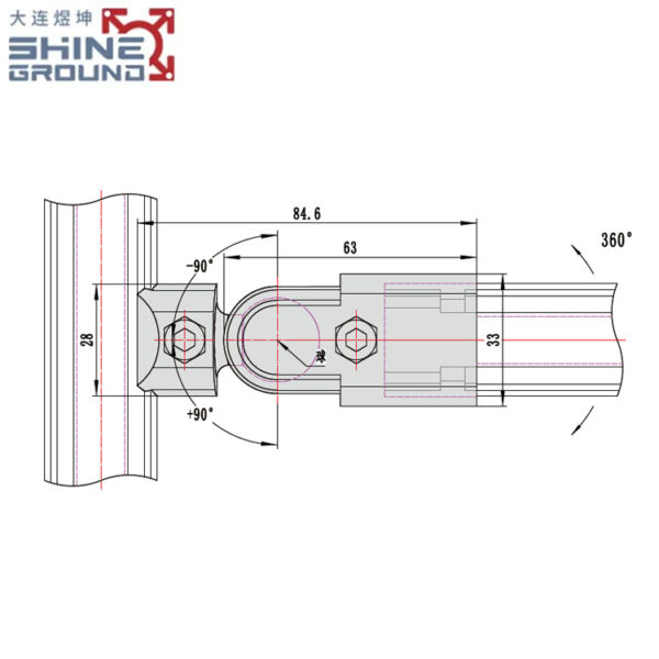 ​​180-Degree Fixed External Connector for 28mm Lean Pipes​​