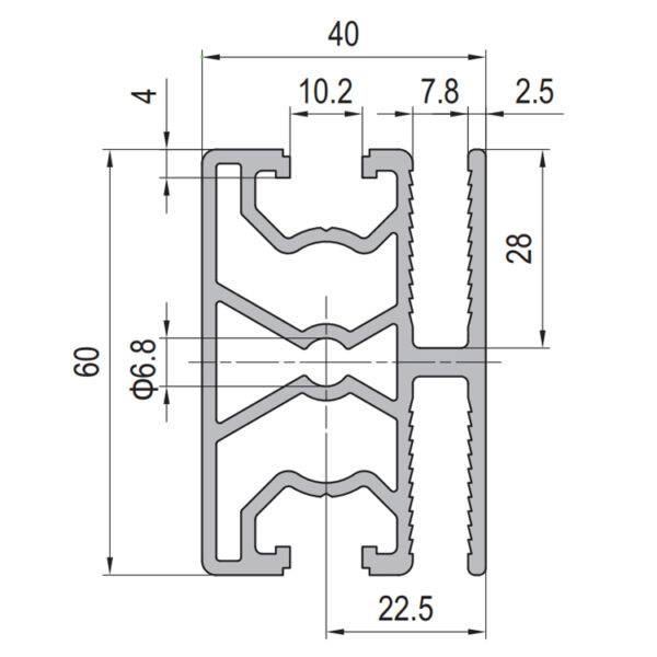 ​​Protective Grille Profile 40x60 with Dual Slots​​