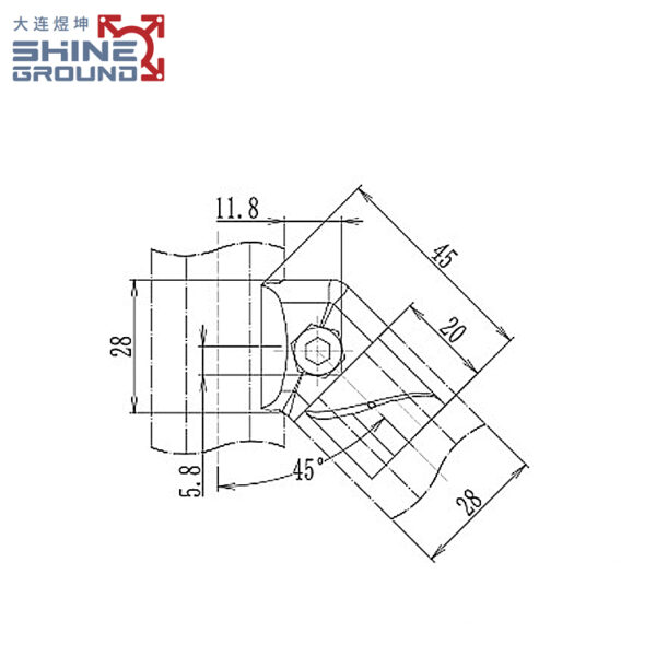 45-Degree Inner Connector​​ For ​​28mm Aluminum Lean Tube