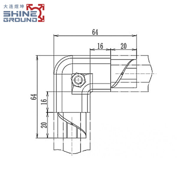 Inner 90° Connector For 28mm Aluminum Lean Tube