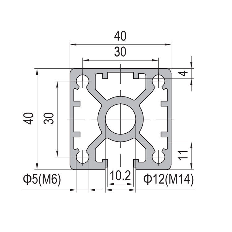 40×40 Aluminiumprofil, 1 Schlitz – Bild 2