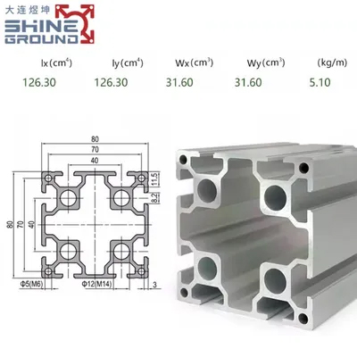 80×80 Aluminium-Strangpressprofil mit 8 Schlitzen – Bild 2