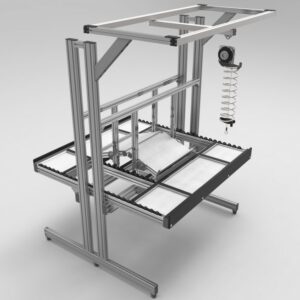 Banco de trabajo industrial de aluminio plateado pulido
