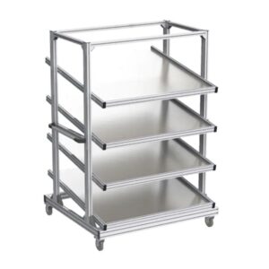 Мобильная стойка из алюминия с Т-образными пазами.